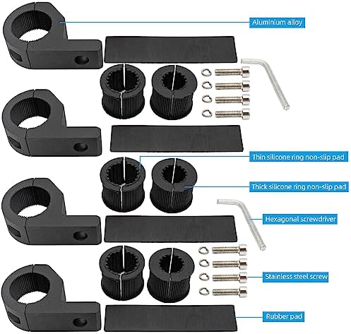 Motorcycle Aluminum Mounting Bracket Kit Tube Clamp 4Pcs 0.75" 1" 1.25" Bullbar Roof Rack Roll Cage Horizontal Bar Clamp Mounting Kit fit for Trucks Car ATV Motorcycle Truck