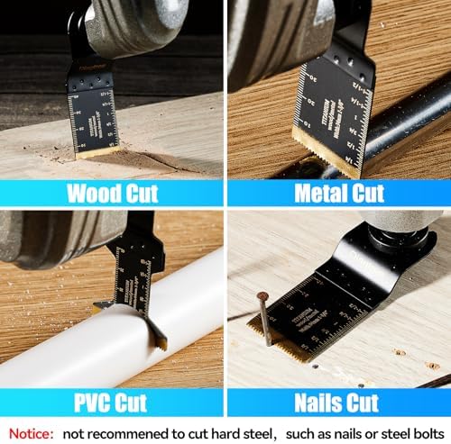 Oscillating Saw Blades, Diagtree 115PCS Titanium Oscillating Multitool Blades for Metal, Wood and Plastic, fit Dewalt Milwaukee Ryobi Fein Dremel Bosch Rockwell M Kita Porter(Titanium, 115)