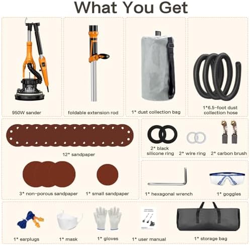 Electric Drywall Sander with Vacuum Dust Collector,Popcorn Ceiling Removal