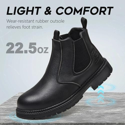 Steel Toe Boots for Men & Women,Slip On Work Boots for Construction