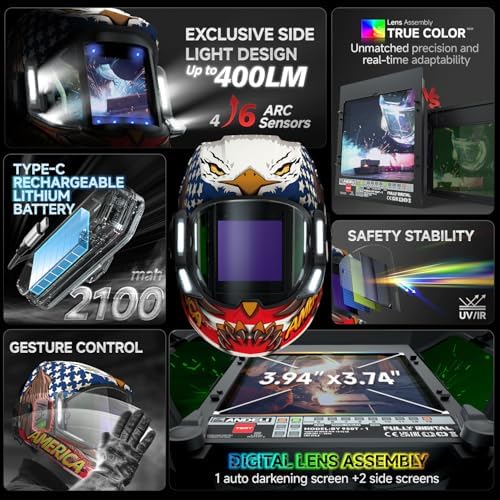 ANDELI Auto Darkening Welding Helmet with Light,with Internal Display