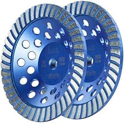 SALI 7 Inch 2pcs Concrete Grinding Wheels 43 Turbo Diamond Segments 5/8-11 Arbor Diamond Grinding Wheel Fit for Paint, Epoxy, Mastic, Coating Removal