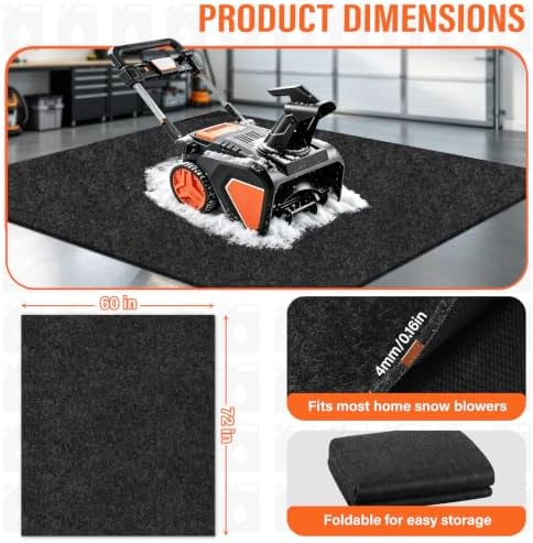 60x72in Snow Blower Mat, Absorbent Snow Blower Floor Mat