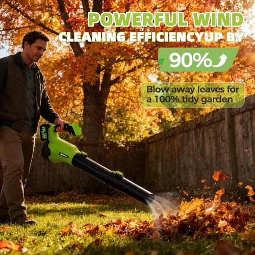 Leaf Blower Cordless - Cordless Handheld Leaf Blower with 21V 2 Rechargeable Batteries, Lightweight Electric Blower for Lawn, Yard, Garden, Patio, Leaves, Dust, Snow Cleaning, 750 CFM 260 MPH