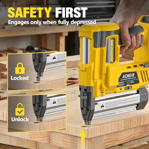 Cordless 2" Brad Nailer Compatible with DeWalt 20V Battery(No Battery), 2 in 1 Electric Nail Gun/Staple Gun,18GA Nail Gun Battery Powered with 1000 Nails/Staples for Woodworking & Home Improvement