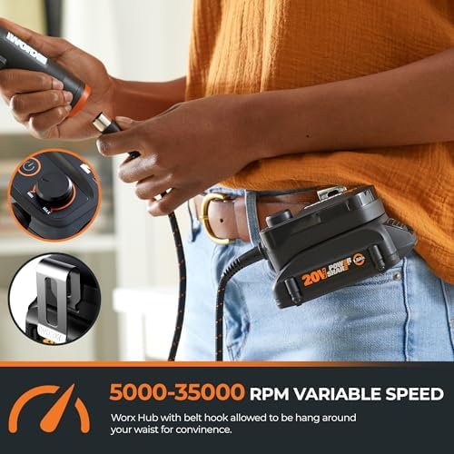 Cordless Rotary Tool Kit, 20V Power Rotary Tool for Sanding, Carving, Drilling, Engraving, Polishing, DIY Crafts with 42 Accessories, Brushless Motor, 5000-35000 RPM Variable Speed,Tool Only