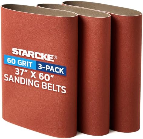 STARCKE 37 x 60 Inch Sanding Belts - 60 Grit Aluminum Oxide 3 Pack