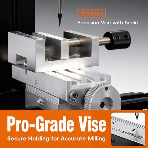 Mini Milling Machine, Electroplated Metal 60W 20000rpm 3-Axis 0.02mm Precision DIY Vertical Mill for Metal Wood Plastic Machining