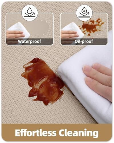 Color&Geometry Anti Fatigue Cushion Kitchen Mat for Floor -24"x94",Wide,Easy Clean, Water & Oil Proof, Anti Slip, Foam Rubber Runner Rug for Front Sink Comfort Standing,Dark Beige