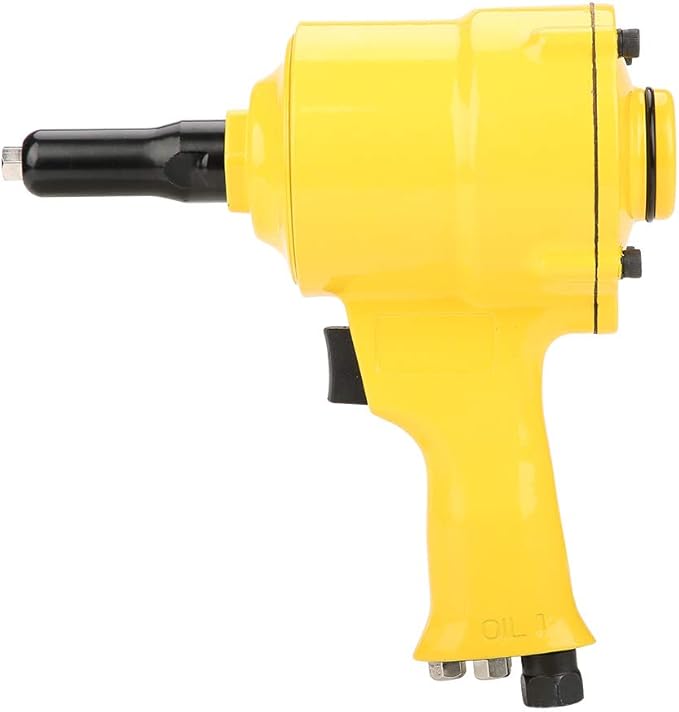 Hyuduo Air Rivet Gun, Pneumatic Riveter Pistol Type Grip Heavy Duty Rivet Gun Air Powered Riveting Tool 2.4-4.8mm Yellow for Decoration Automotive Container Electrical Instrumentation