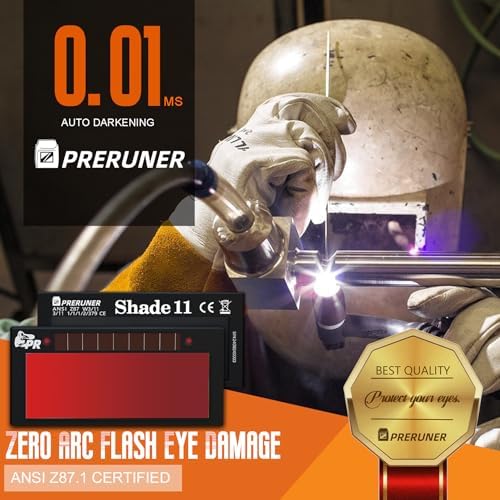 Core Series Red Shade 11 Auto Darkening Welding Lens 2"x4 1/4", Slim 0.2" Welding Lens with Teal Clarity View for Pancake & Sugar Scoop Welding Hoods
