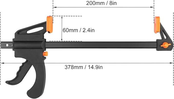 8 Pack 8 Inch F Bar Clamp, Medium Duty 160lbs One Handed Clamps/Spreader, Bar Clamps for Woodworking, Crafting, by GENHAKON