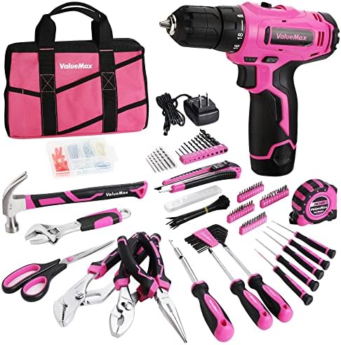ValueMax 233 PCS Pink Home Tool Kit with Cordless Lithium-ion Drill