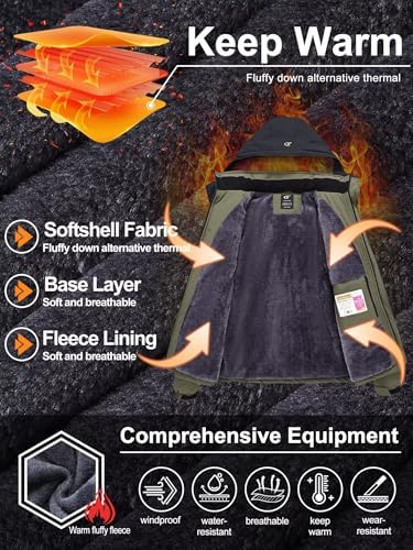 QPNGRP Mens Waterproof Ski Snowboard Jacket Winter Windproof Snow Coat