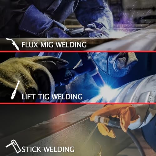 ACEWELDER 140A Gasless Flux Core MIG Welder/Lift TIG/Stick 3 in 1 Welding Machine 110V Portable IGBT Inverter Synergy Welder Machine (MIG140)