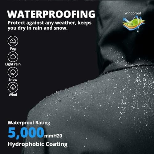 CAMELSPORTS Mens Winter Jacket Waterproof Warm Snow Ski Jackets Faux Fur Fleece Rain Coats with Removable Hood