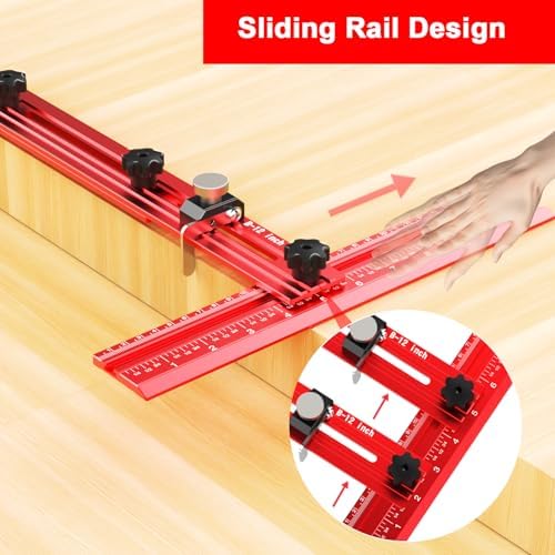 Stair Tread Template Tool – Stair Tread Gauge Jig, Aluminum Alloy Measuring and Scribe Tool for Accurate Angle, Depth, and Length Measurement of Stairs, Risers, and Partitions