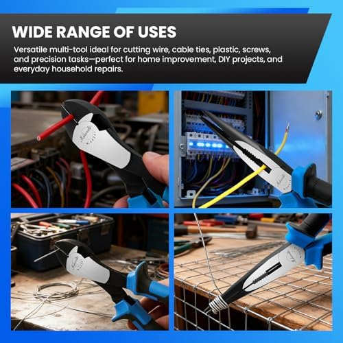 2 Pieces Plier Set, Including 8" Needle Nose Pliers and 7" Diagonal Cutting Pliers, Premium High Carbon Steel Construction for Plumbing, and General Applications Multi-use Tools Set
