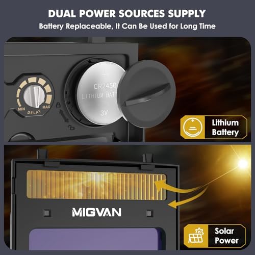 Welding Helmet Auto Darkening, MIGVAN True Color Welding Hood Solar Powered with 2 Arc Sensors, Optical Filtering Tech Welding Mask,Wide Shade 4/5-9/9-13 for ARC TIG MIG Grind Welding Helmets for Men