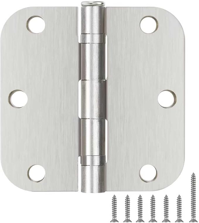 42 Pack Ball Bearing Door Hinges Satin Nickel 3.5 Inch 5/8"Radius Round Anti Squeak Interior 3-1/2"Flat Iron Bifold Standard Office Bedroom Indoor for Doors 3 ½" Hardware Control Home Decor Essentials
