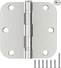 12 Pack Brushed Nickel Hinges 3.5 Inch X 3-1/2" 5/8"Radius Durable No Squeak Rounded Interior Exterior Integral Ball Bearing Door Hinges for Flat Bifold Office Bedroom Dorm Indoors New Home Essentials