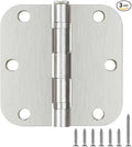 3 Pack Door Hinges Brushed Nickel 3.5 Inch X 3 1/2"Durable No Squeak Integral Rounded Ball Bearing Satin Hinges for Interior Exterior Doors Estate Chateau Compound Ranch Lodge Hideaway Home Renovation