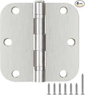 6 Pack Door Hinges Brushed Nickel 3.5 Inch X 3-1/2"Durable No Squeak Rounded Integral Ball Bearing Satin Door Hinges for Interior Exterior Doors High End Loft Duplex Home Improvement House Renovation