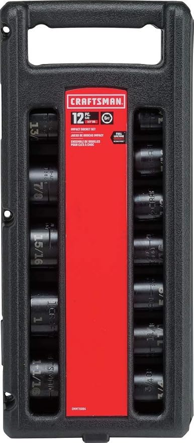 CRAFTSMAN Impact Socket Set, SAE, 1/2", 12Piece (CMMT15884)
