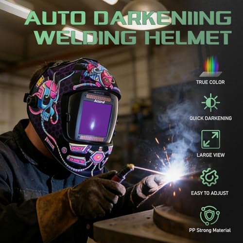 Large View Welding Helmet, 3.94 x 3.66 in, 4 Arc Sensors