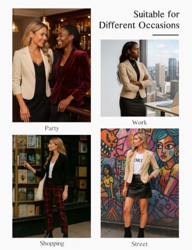 Traleubie Women's Cropped Blazer 3/4 Ruched Sleeve Business Casual