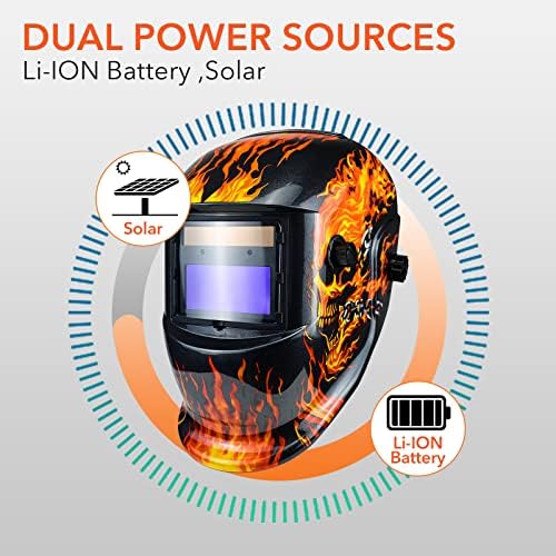 TRQWH Welding Helmet with Light True Color Auto Darkening Welding Helmets for Men Solar Powered Welding Hood with 2 Arc Sensor Wide Shade 4/9-13 for TIG MIG ARC Cool Welder Mask