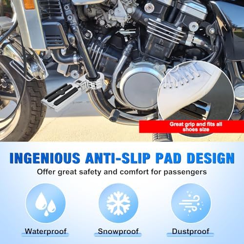 Nilight 1-1/4" Motorcycle Highway Pegs Adjustable 360° Angled Foot Pegs P-Clamp Universal For 1.25" Engine Guard Crash Bars FootPegs Fits for Harley Davidson Touring Road King Street Glide Sportster