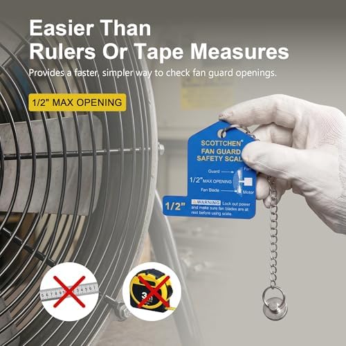 SCOTTCHEN Fan Safety Guidelines Tool, 1/2" Stainless Steel Distance Gauge with Magnetic Hanging Chain for Industrial Fan Guard Measuring