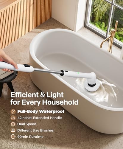 LyriFine Electric Spin Scrubber Full-Body IPX7 Waterproof & 20Ft Extendable Electric Solar Panel Cleaning Brush