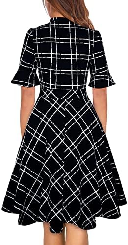 Women Summer Floral Ruffle Sleeve Wear to Work Church Wedding Guest Party Dresses
