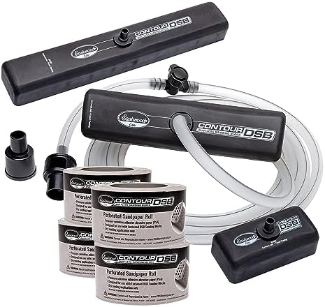 Eastwood Elite Contour DSB Dustless Auto Body Sanding Block Master Kit | DIY Automotive Sanding Blocks and Contour Hand Sander for Drywall & Autobody Paint Works| 3 Sanders, Hose & (4) Sandpaper Rolls