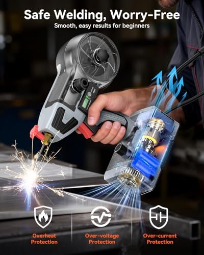 2 in 1 MIG and Stick Welder: 250A Handheld Portable Welding Machine, 110V Gasless Flux Core Wire Feed Welder & MMA ARC Welder Gun, 3.97lb w/LCD Display, for .032"/.040" Wire and 3/32"-1/8" Rod