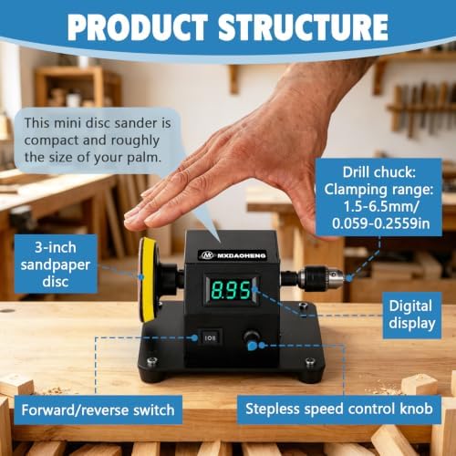 4-in-1 Mini Disc Sander 260W, Electric Resin Polishing Machine with Chuck