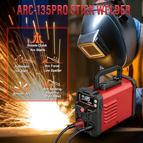 110V Portable Welding Machine, 2 In 1 Stick Welder/Lift Tig Welder Machine, 20-135A IGBT Inverter Mini Welder With Hot Start,Arc Force And Anti-Stick, For Home Diy Arc Welder Auto Repair(Red)