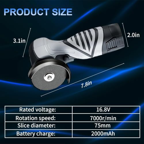 Cordless Brush Angle Grinder Kit, 13000RPM Mini Grinder with 2pcs 16.8V 2000mAh Batteries and 20 Cutting Discs, Power Angle Grinder Tool for Tile Concrete Metal Wood Cutter