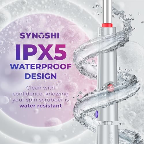 Synoshi PRO Electric Spin Scrubber Long Handle – Cordless Shower Scrubber