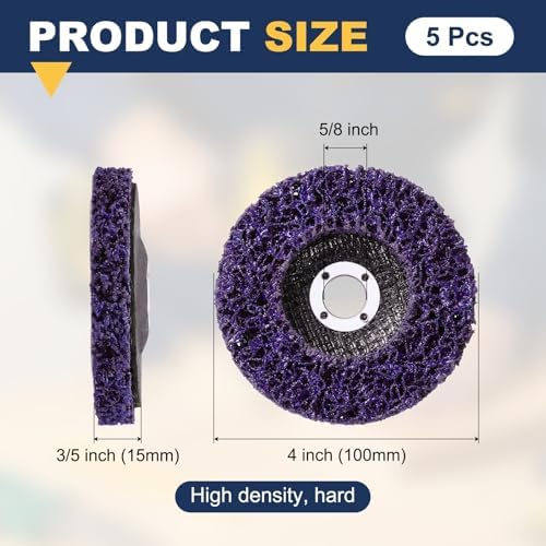 5Pcs 4" x5/8"(Arbor) Paint Stripper Discs for Angle Grinder Purple