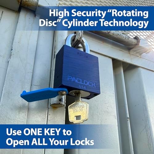 PACLOCK's 3-Series Padlock, High Security Rotating Disc, 3/8" Diameter Hard. Stainless Steel Shackle, 1-3/16" Tall, Exclusive Key Number, Keyed Differently w/ 1 Key, Silver