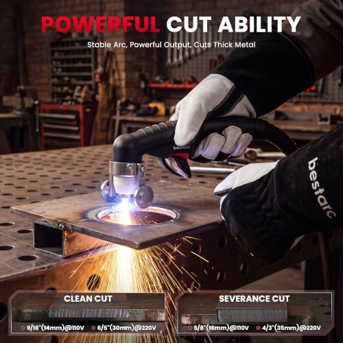 Bestarc Plasma Cutter Machine, 80Amps HF Pilot Arc, 110/220V, Air Sensor