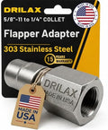 Drilax 5/8"-11 to 1/4" Collet Flapper Adapter – Convert Angle Grinder to Die Grinder – Fits Carbide Burrs, Flap Wheels, Sanding & Polishing Tools – 303 Stainless Steel, Made in USA