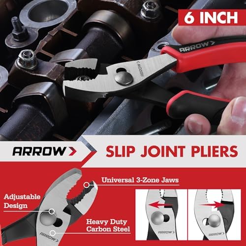 ARROW 8-Piece Pliers and Wrench Set, Pliers Kit with Roll-Up Pouch | 12"/10"/8" Groove Joint Pliers, 8" & 6" Long Needle Nose, 8" Linesman, 6" Slip Joint, 8" Adjustable Wrench, TPR Handles
