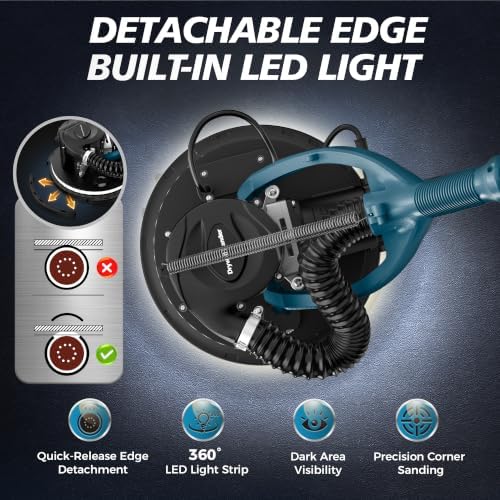 880W Drywall Sander, 5-Speed 1000-2100RPM, Foldable & Extendable Handle