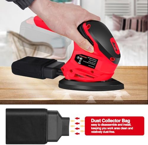 Cordless Detail Sander Compatible with Milwaukee 18V Battery (Tool Only), 12,000 OPM, 10Pcs Sandpapers, Dust Bag for Woodworking, Tight Spaces Sanding, Polishing, Removing Paint (No Battery)