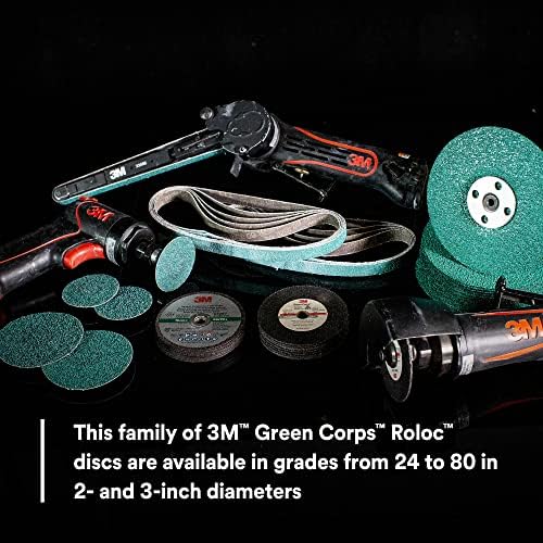 3M Green Corps Roloc Disc, 36525, 40 Grit, 2 in, 25 Discs