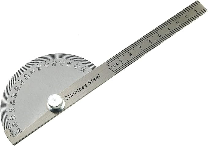E-outstanding 0-180 Degree Protractor Angle Finder Rotary Arm Measuring Ruler, 100mm Stainless Steel